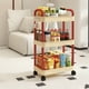 thumbnail image 4 of Organizador de 3 niveles para carrito de almacenamiento de cocina | Portaequipajes de baño con reposabrazos y estanterías ventiladas | Carrito de utilidad con ruedas para artículos de higiene, 4 of 6