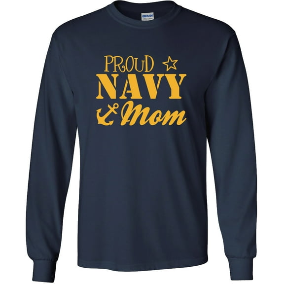 Proud Navy Mom Long Sleeve T-Shirt in Navy