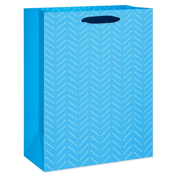American Greetings 12.75" Large Father's Day Gift Bag, Blue Chevron Lines (1 Bag)