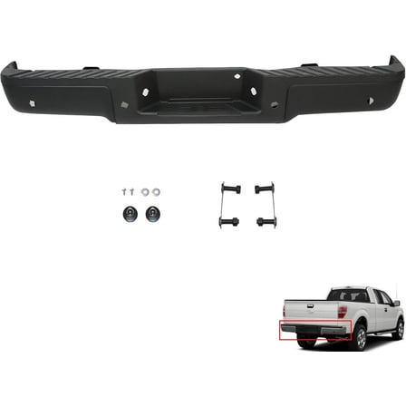 munirater Primered Rear Steel Bumper Replacement for 2009-2014 F150 Pickup W/Park FO1103167