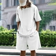 thumbnail image 6 of Stamzod Mens Track Suits 2 Piece Set Summer Solid Color Short Sleeve Tshirt and Shorts Casual Loose Plus Size Workout Running Short Sets for Men with Pocket White L, 6 of 9