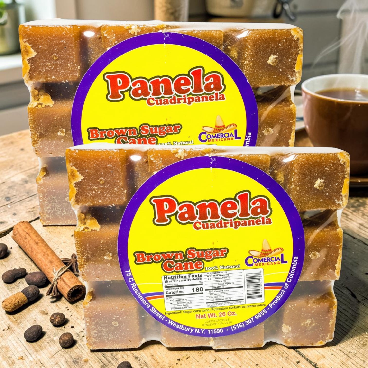Cuadripanela Colombian Panela - Pure Unrefined Cane Sugar, 26 oz (Pack of 2)