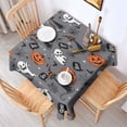 thumbnail image 2 of Halloween Gray Ghosts Cats and Pumpkins Square Tablecloth,Waterproof Square Table Cover,Wipeable Spillproof Washable Table Cover for Home Kitchen Party Decor 42"X42"(107x107cm), 2 of 6