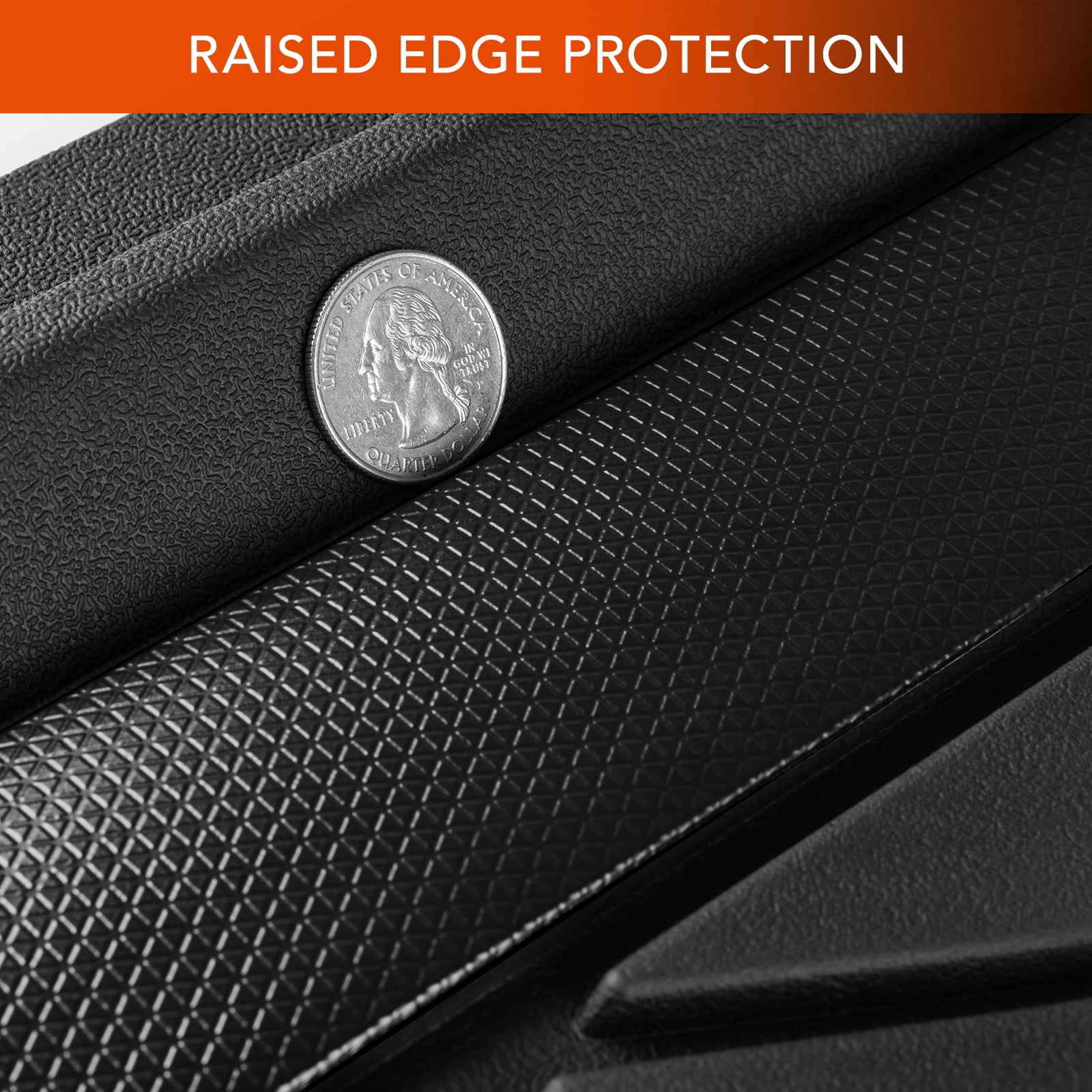 Ozark Trail Rubber Car Floor Mats, Heavy Duty Rubber Floor Mats, Injection Molded Aluminum Film, Trim-to-Fit All Weather Mats, Waterproof Easy-Clean Front and Rear Interior Protection, 3 Piece Black