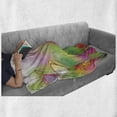 thumbnail image 6 of Flower Soft Flannel Fleece Throw Blanket, Silhouettes of Tulips on a Dreamy Background Modern Graphic Print Art Urban Style, Cozy Plush for Indoor and Outdoor Use, 50" x 60", Pink Green, by Ambesonne, 6 of 6