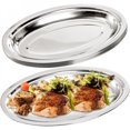 thumbnail image 2 of 1pc Main Dish Oval Plate Deepened Thickened Restaurant Steamed Fish Plate Seafood Grilled Skewers Barbecue Plate Stainless Steel, 2 of 7