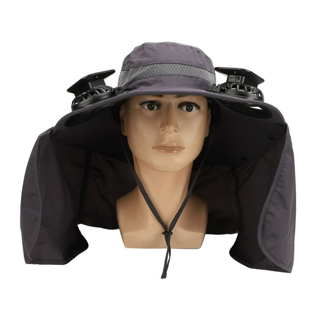 Chapeau Seau à Rabat, Protection UV Réglable Ventilateur Rechargeable UPF50 Chapeau de Soleil pour Hommes 3 Vitesses de Vent pour Alpinisme pour Randonnée