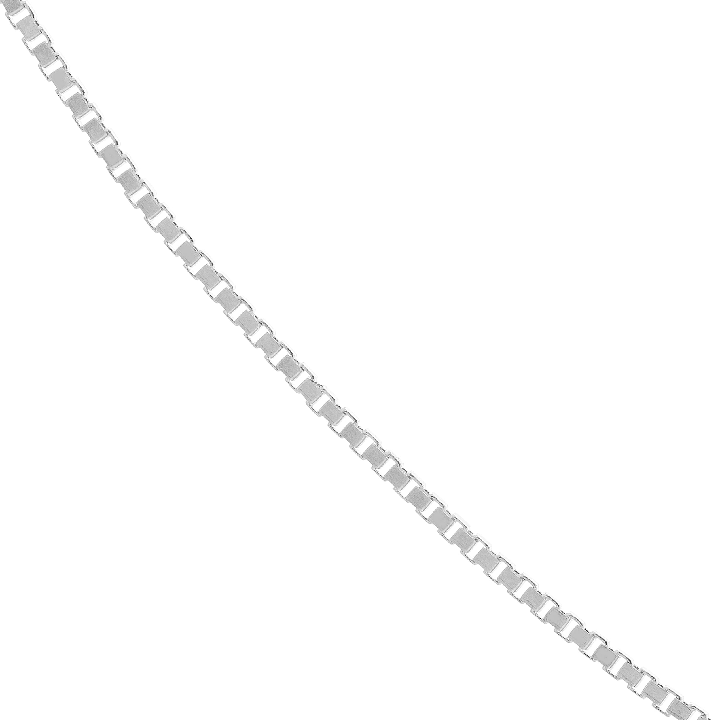 14K White Gold Women's 18" 0.55mm Box Chain Necklace with 040 Gauge and Lobster Lock Quality Tag