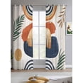 thumbnail image 2 of Boho Sheer Curtains 63 Inch Length 2 Panels Set for Living Room/Bedroom, Bohemia Middle Century Leaves Abstract Minimalist Beige Kitchen Curtains Grommet Curtains Window Treatments 42"x63"x2, 2 of 7
