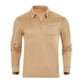 thumbnail image 5 of UVEASISHA Long Sleeve Polos Shirts for Men Regular Fit Business Work Poloss Solid Casual Collared Tshirt with Pocket Khaki S, 5 of 8