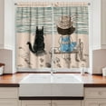 thumbnail image 2 of Kids Girls Curtains 2 Panels Set, Little Girl with Panama Hat Sitting on a Bench with Fluffy Cat by the Seaside, Window Drapes for Living Room Bedroom, 55W X 39L Inches, Multicolor, by Ambesonne, 2 of 3