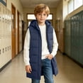 thumbnail image 5 of BLVB Boys Girls Long Hooded Puffer Vest Winter Warm Zip up Padded Coat Teen Kids Thick Jacket with Pockets(Navy,10-11 Years), 5 of 9