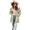 thumbnail image 2 of SCRAWLGOD Flowers Lounge Cardigans for Women Light Weight Sweatshirts for Women Casual Long Sleeve Women's Cardigan Sweaters Dressy Washable Sweater Cardigan Size L, 2 of 7