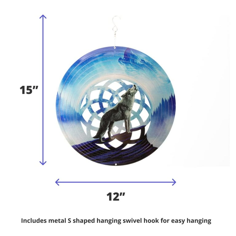 Vp Home Wolf Dreamcatcher Kinetic 3D Metal Outdoor Garden Decor