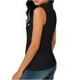 thumbnail image 7 of VBVC Women's Textured Zip Up Button Pocket Shirt,Ladies Collared V-Neck Sleeveless Blouse,Breathable Summer Office Daily Wear Tops For Women,Black,S-2XL, 7 of 7