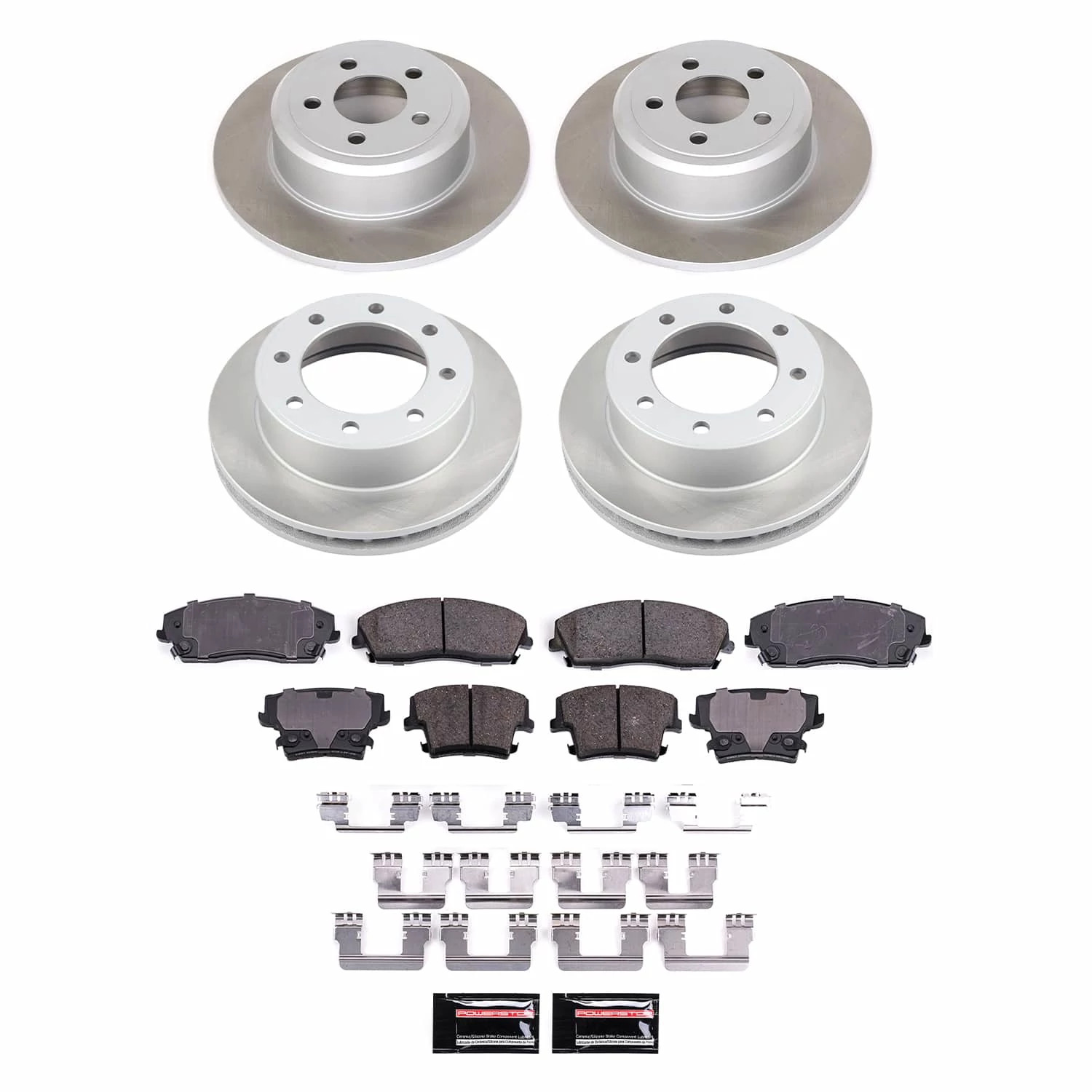 PowerStop Front and Rear Semi-Coated Rotor and Low-Dust Ceramic Brake Pad Kit SC1715