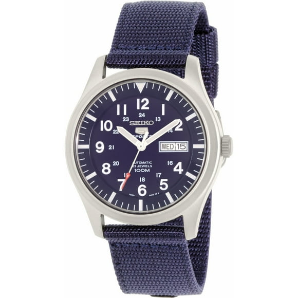 Seiko Montre de Mode à Remontage Automatique en Nylon Bleu Marine pour Hommes 5 Automatique SNZG11K