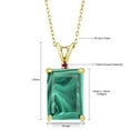 thumbnail image 3 of Gem Stone King 18K Yellow Gold Plated Silver Green Malachite and Red Created Ruby Pendant Necklace for Women (10.02 Cttw, Gemstone Birthstone, Emerald Cut 14X10MM, with 18 inch Silver Chain), 3 of 4