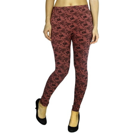 - Simplicity® Women's Vintage Inspired Floral Print Full Length Tight Leggings, Coral