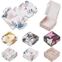 36Pcs 6 Styles Prints Square Paper Gift Boxes Soap Boxes 2.2x2.2x1inch Floral/Butterfly/Star Pattern Cardboard Gift Wrap Boxes for Gifts Birthday Wedding Favor Mixed Color