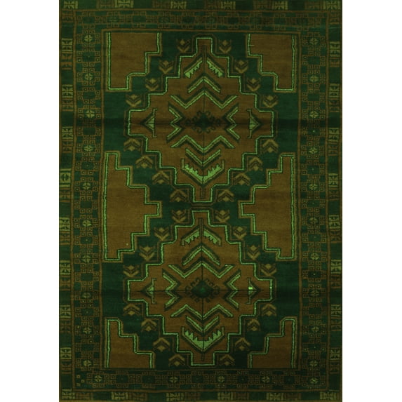 Ahgly Company Indoor Rectangle Persian Green Traditional Area Rugs, 2' x 5'