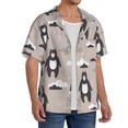 thumbnail image 4 of Honeii 's Cartoon Bear Brown for men's short-sleeved button-up collared shirt featuring a pocket, perfect for beach vacations, and travel adventures., 4 of 5