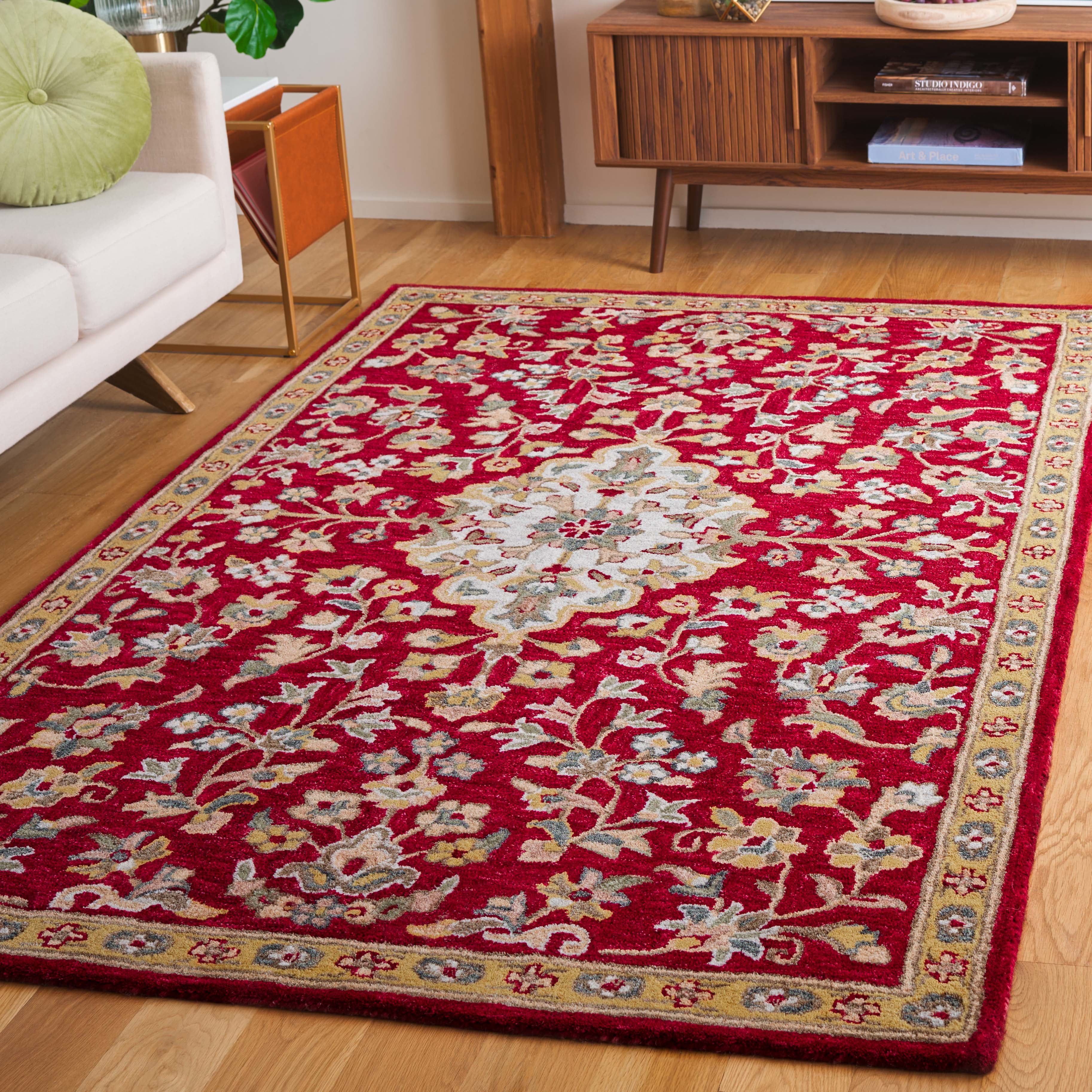 SAFAVIEH Blossom Layla Floral Area Rug, Red/Ivory, 6' x 9'