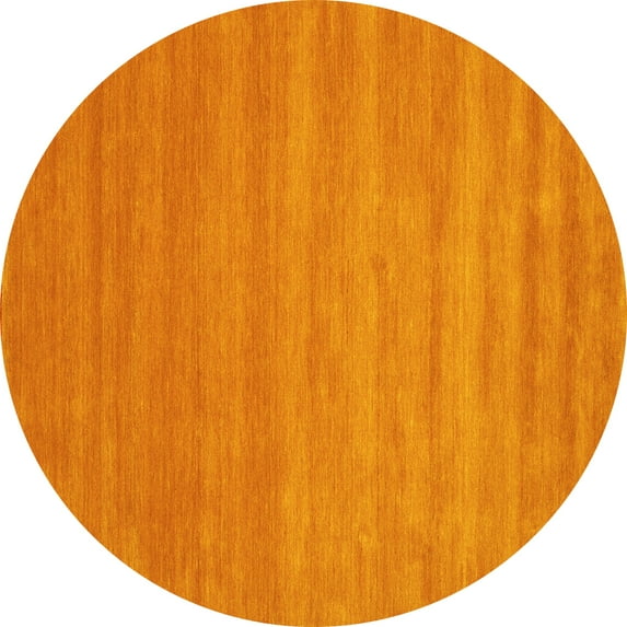 Ahgly Company Machine Washable Indoor Round Abstract Yellow Contemporary Area Rugs, 7' Round