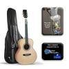 Ameritone 3/4 Size Acoustic Guitar with Play-a-Tab system, Padded Bag and 3-Month Online Lesson Subscription, Natural Finish Parlor