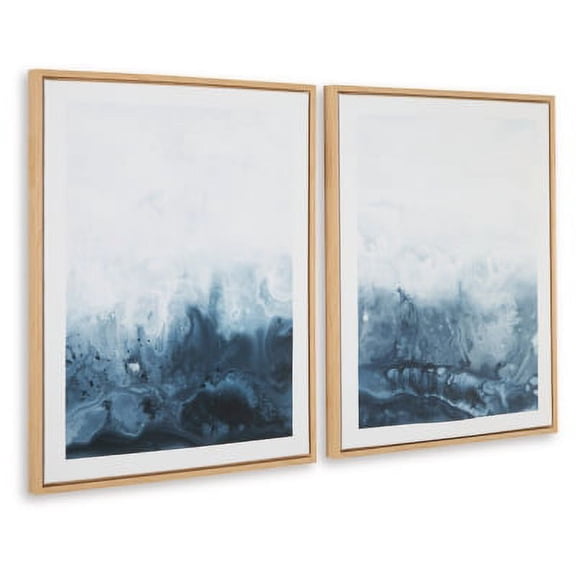 Signature Design by Ashley Contemporary Holport Wall Art (Set of 2) Blue/White