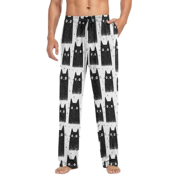 joogoo Men's Pajama Pants Cat Soft Long Sleep Lounge Pjs Bottoms L