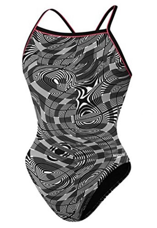 Speedo 8191511 Womens Scoubidou Flyback (Adult), Black White, 26 by