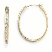 Lex & Lu 14k Yellow Gold Diamond Fascination Oval Hinged Hoop Earrings LAL75878