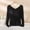 Black, variant on Vinsonshop Long Sleeve Tops for Women Built in Padded Bra Square Neck Base Layer Undershirt Casual Lounge Daily T-shirt White XL