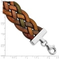 thumbnail image 2 of Sterling Silver Wide Multi-Colored Woven Leather Bracelet, 2 of 2