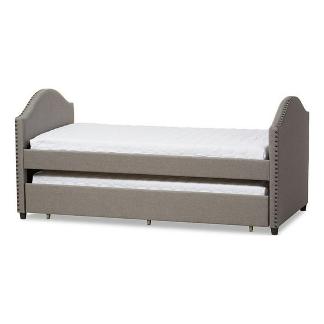 Baxton Studio Alessia Upholstered Daybed with Trundle for Kids in Gray