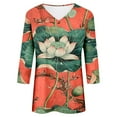 thumbnail image 5 of CYMMPU Business Work Blouses Dressy Tunic Tops Shirts V-Neck Casual Basic Tees Floral Printed 3/4 Length Sleeve Summer Fall 2025 Clothes for Women Hot Pink XXL, 5 of 5