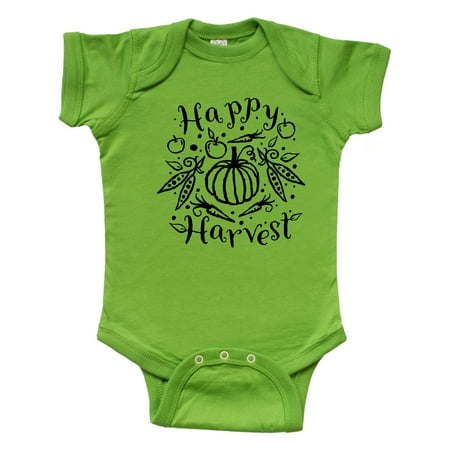 

Inktastic Happy Harvest with Pumpkin and Vegetables in Black Gift Baby Boy or Baby Girl Bodysuit