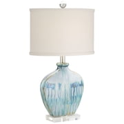 Possini Euro Design Coastal Table Lamps 25 High Set of 2 Ceramic Blue Drip Off White Shade for Living Room Family Bedroom Home (Colors may vary)