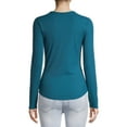 thumbnail image 2 of No Boundaries Ribbed Crewneck Tee with Long Sleeves, Women's, 2 of 6