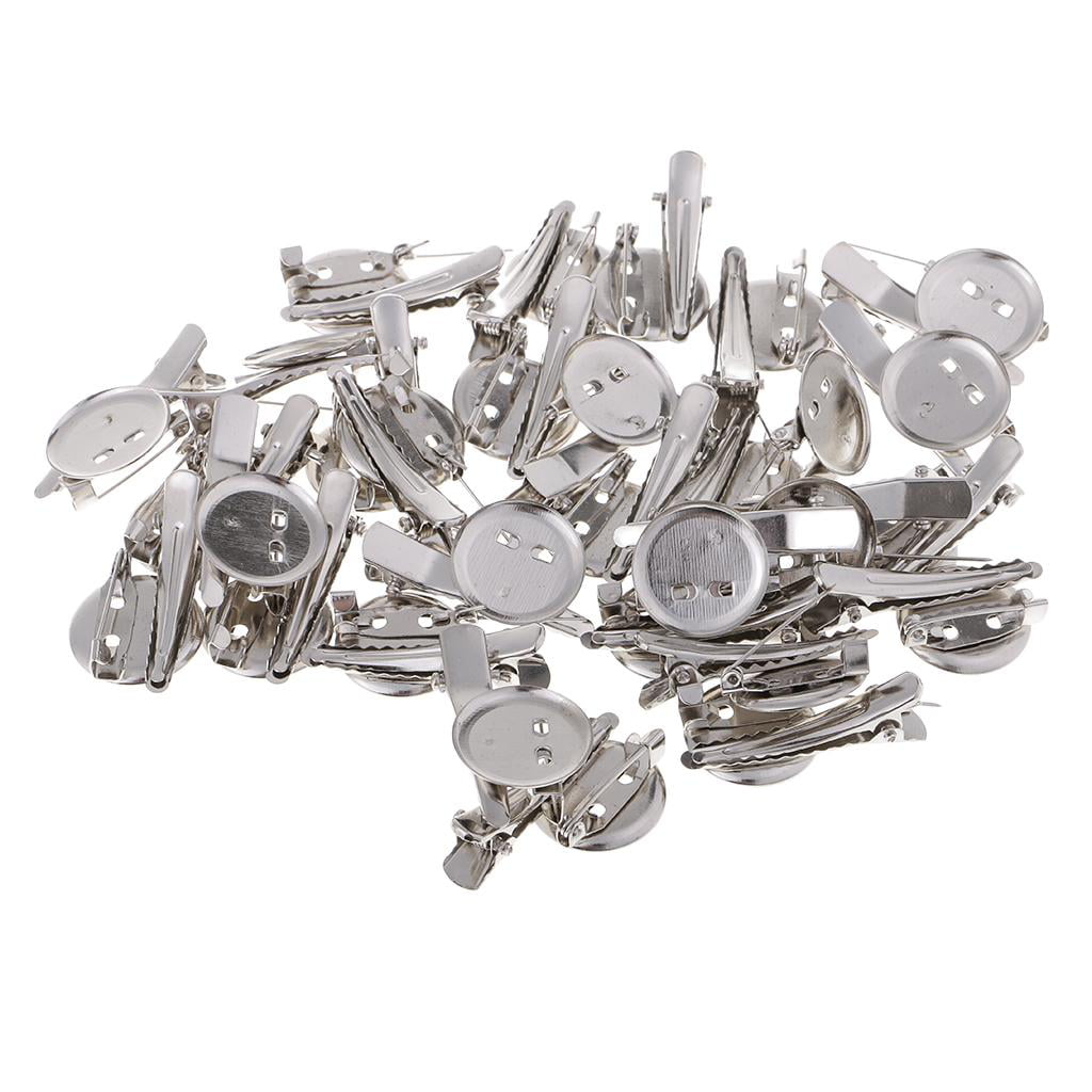 Baosity 30 Pieces Extra Large Dual Brooch Pin Back Base 30mm 20mm/25mm/30mm Diameter Hair Clips DIY Brooches and Hair Jewelry Findings 