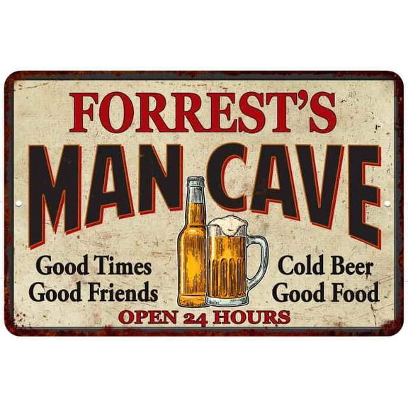 FORREST'S Man Cave Sign 8 x 12 High Gloss Metal 208120011404