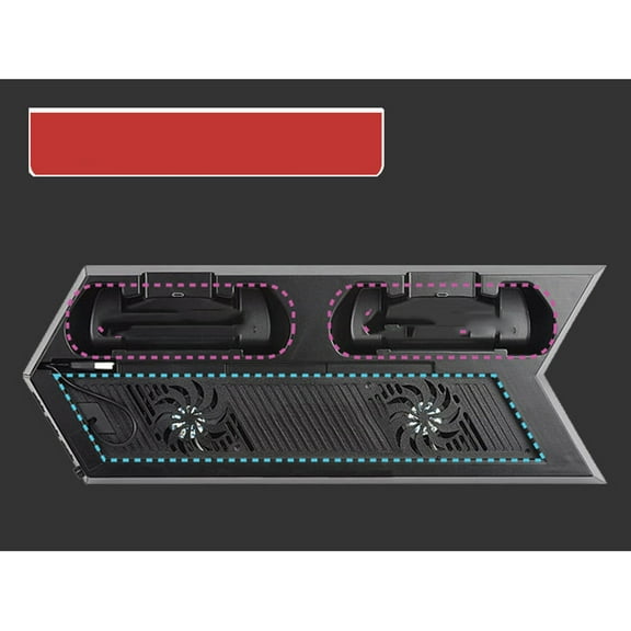 Vertical Stand with Cooling Fan for Controllers Charging Station with Dual Charger Ports and USB HUB for 4