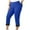 Blue, variant on Wyobmus Women's Capri Leggings Knee Length High Waist Tights Solid Color Tummy Control Non See Through Lace Bottom Workout Yoga Pants Black
