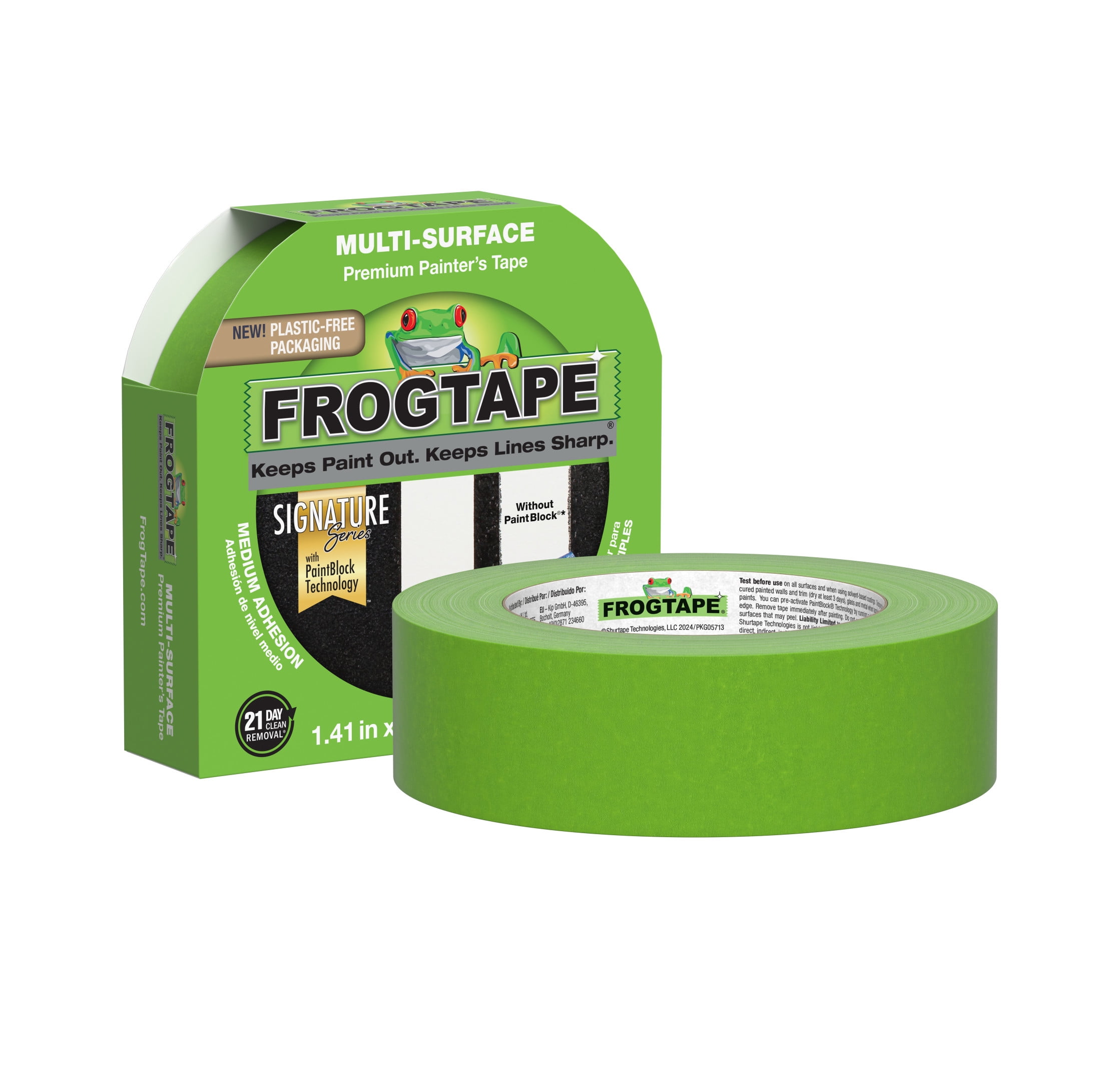 (6 pack) FrogTape Multi-Surface Painter's Tape - Green, 1.41 in. x 60 yd.