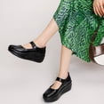 thumbnail image 3 of LUOBANIU Women's Mary Jane Shoes - Platform Wedge Round Toe Ankle Strap Comfortable Business Office Work Shoes Black40, 3 of 7