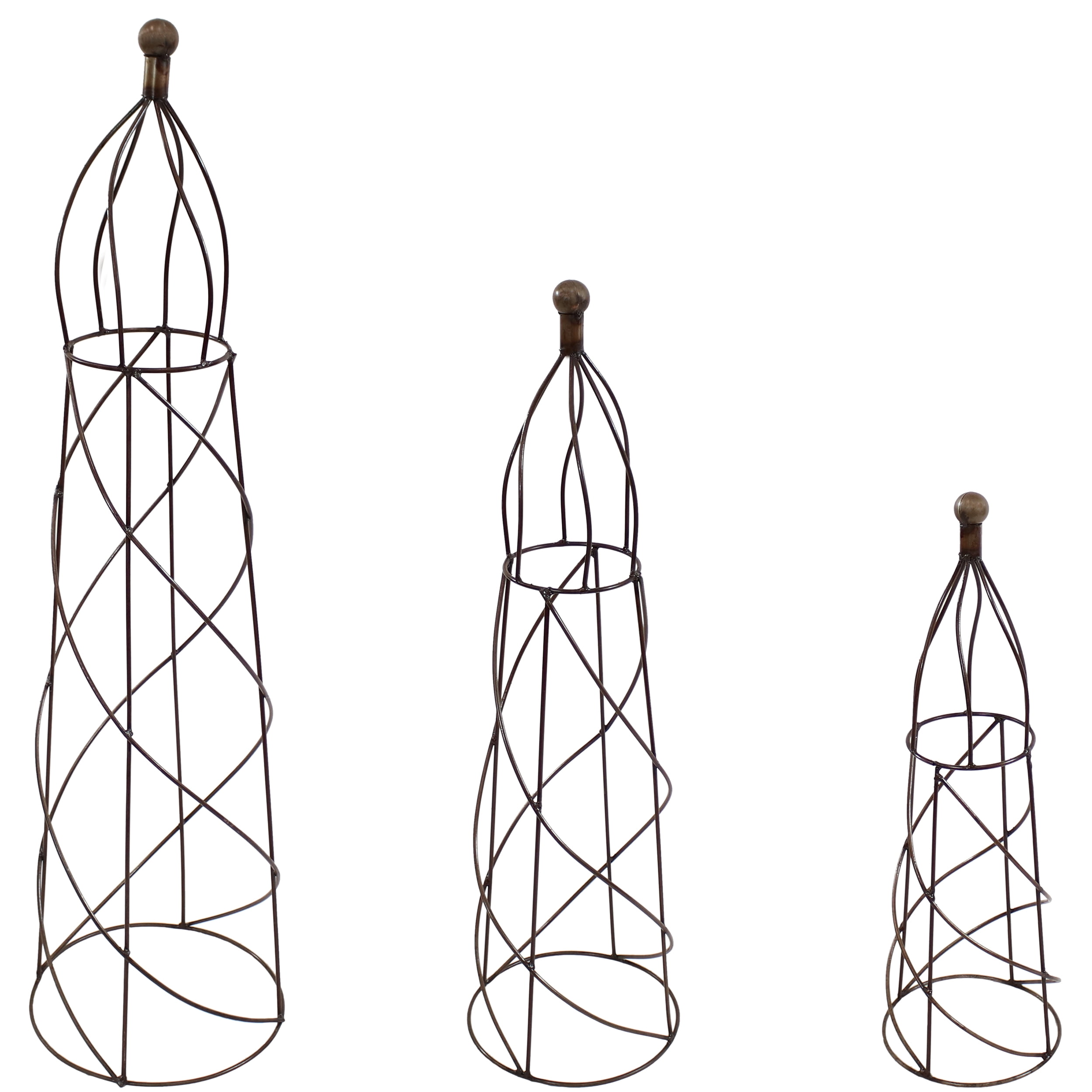Set of 3 Metal Garden Trellis Obelisks Decorative Supports for Climbing Plants in Nepal at NPR