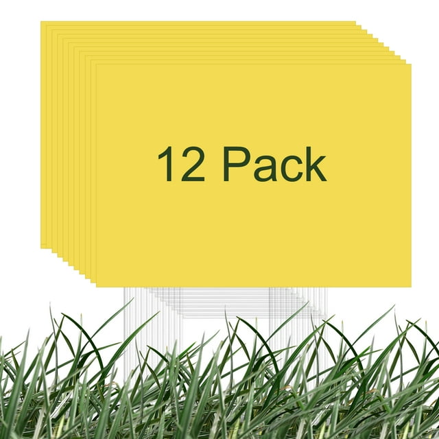 Unique Bargains Blank Yard Signs, 16'x12' Corrugated Plastic Sheet, Yellow Lawn Sign, Garage Sale Sign, Open House Sign, 12 Pack
