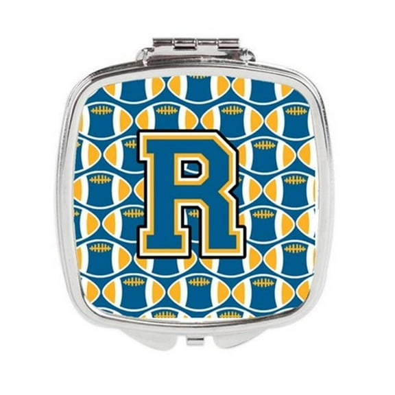 Carolines Treasures  Letter R Football Blue & Gold Compact Mirror - 3 x 0.3 x 2.75 in.