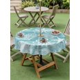 thumbnail image 4 of Outdoor Tablecloth with Umbrella Hole for Patio/Picnic/Party/Camping, Turquoise Coastal Waterproof Table Cloth Round Cover Washable, Nautical Coral Starfish Shell Octopus Sea (Dia 54"), 4 of 8